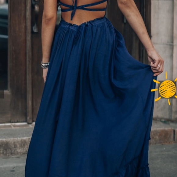 Celestial Maxi Dress Strappy Tank Boho Maxi Dress "Southern Alternative" (L) - Picture 8 of 12